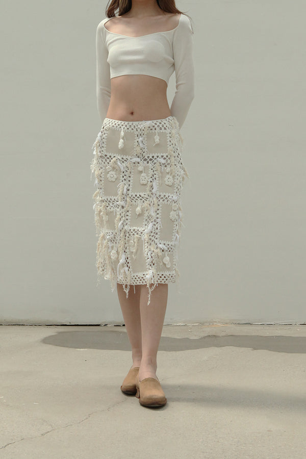SWAYING/KNIT irregular crochet square skirt SW211XZ09
